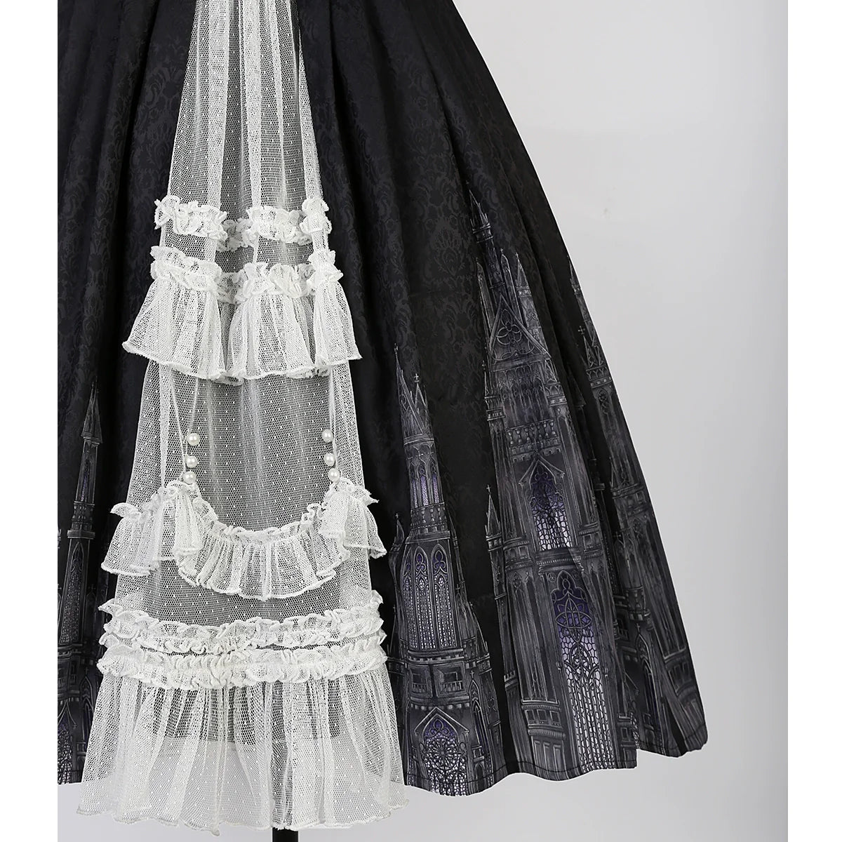 Cornfield Lolita - Silent Church - Gothic Lolita JSK Dress Printed Dress Thin Shawl Set