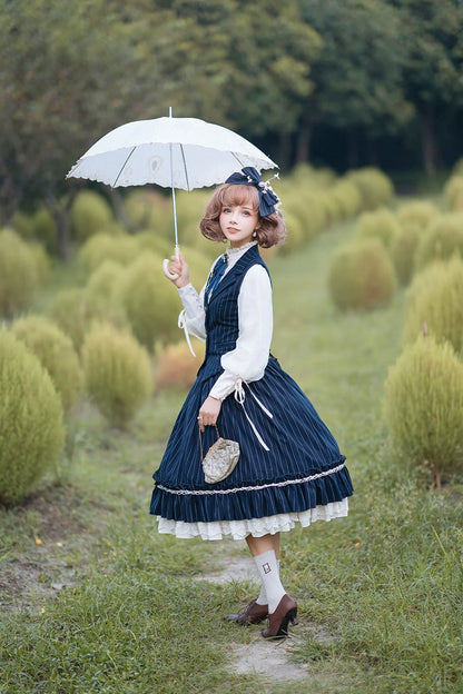 Miss Point - Rose Doll - Elegant Lolita Striped Fishbone Skirt