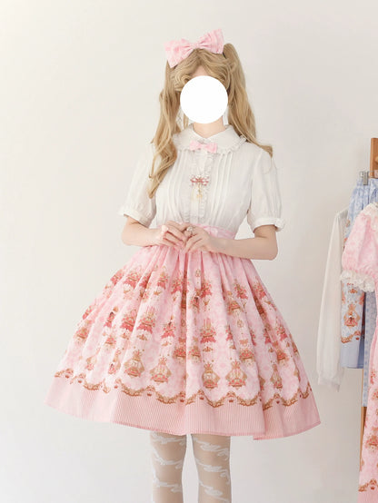 Strawberry Witch - Rose Garden Bunny - Daily Lolita Rose Bunny Printing OP JSK Dress Set