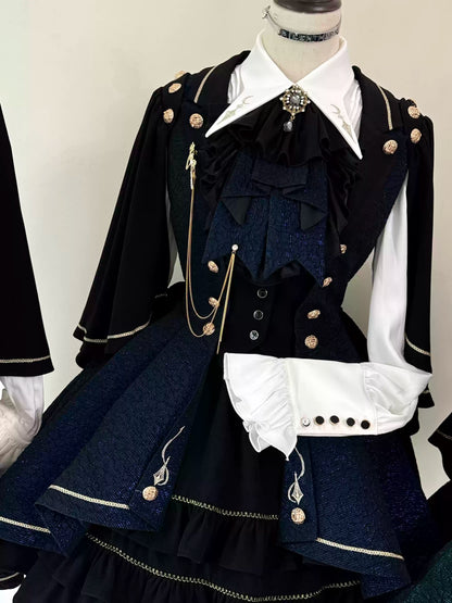 SilentMars - Law of the Fallen Moon - Retro Lolita Vest Coat Suit Knight Style Skirt