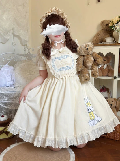 Niu Niu - Sweet Dream Bunny - Plus Size Kawaii Lolita Apricot OP