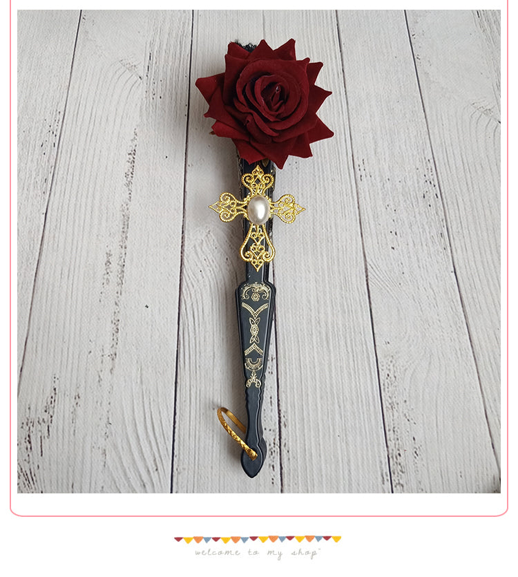 Cocoa Jam- Gothic Lolita Lace Gorgeous Folding Fan