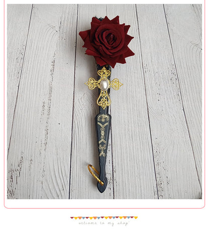 Cocoa Jam- Gothic Lolita Lace Gorgeous Folding Fan