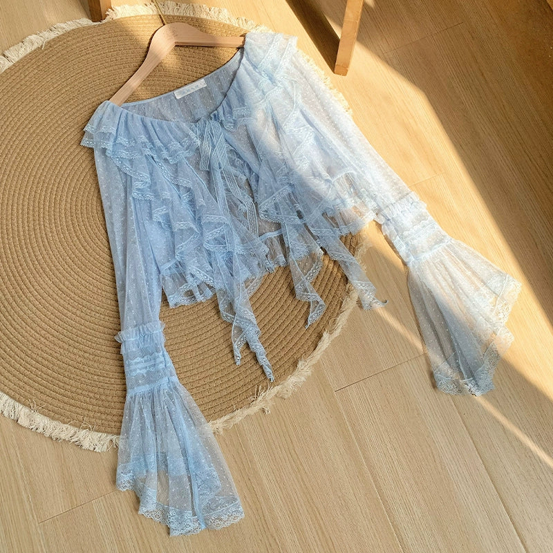 With PUJI - Letters and Poetry - Summer Classic Lolita Tulle Lace Bolero with Multi-Color