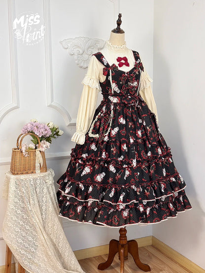 Miss Point - Forest Berry Bunny - Sweet Lolita JSK Elegant Bunny Print Dress