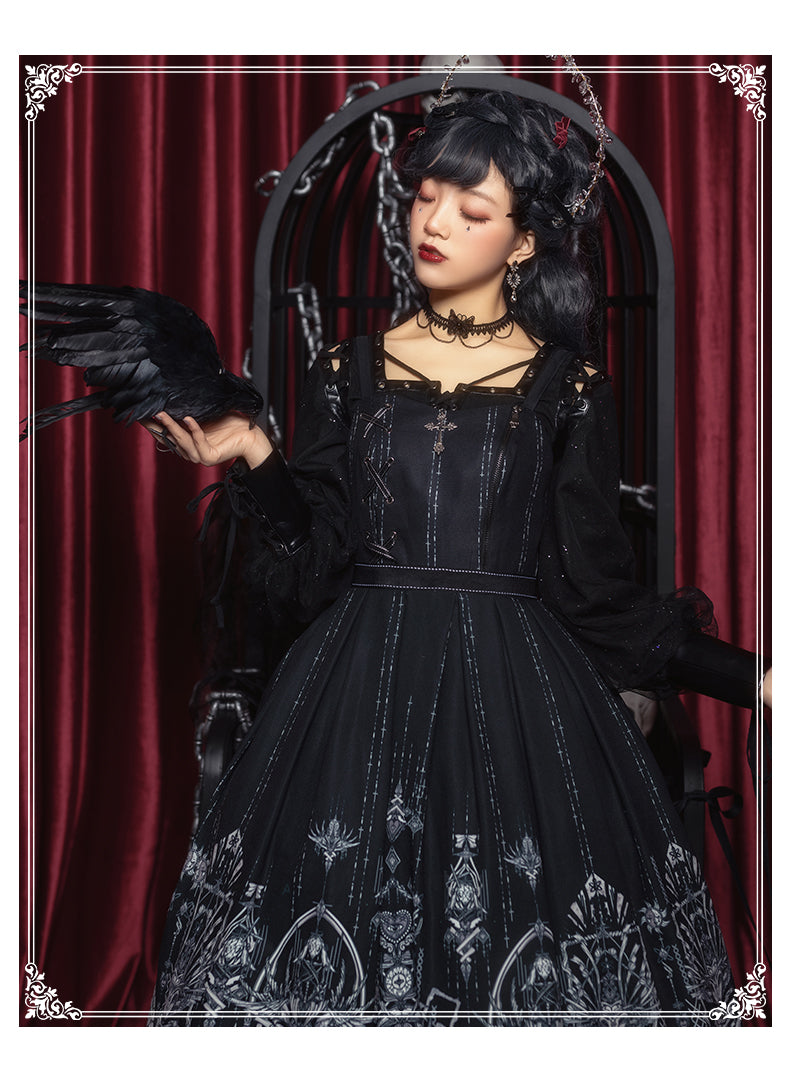 YingLuoFu - Red Heart Eyes - Retro Gothic JSK Dress