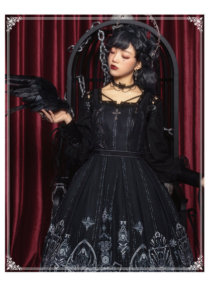 YingLuoFu - Red Heart Eyes - Retro Gothic JSK Dress