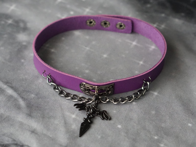 Strange Sugar - Gothic Lolita Cross Leather Choker