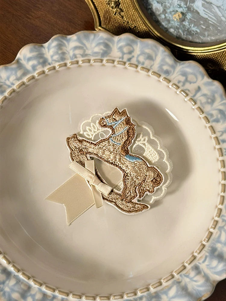 Alice Girl - Sea Salt Fairytale - Sweet Lolita Accessory Embroidered Pony Lolita Badge