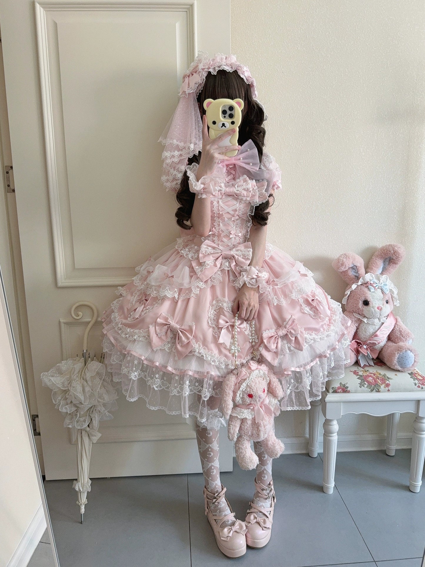 Sugar Girl - Velvet Sweetheart - Doll-like Sweet Lolita Jumper Dress, Bow Accents