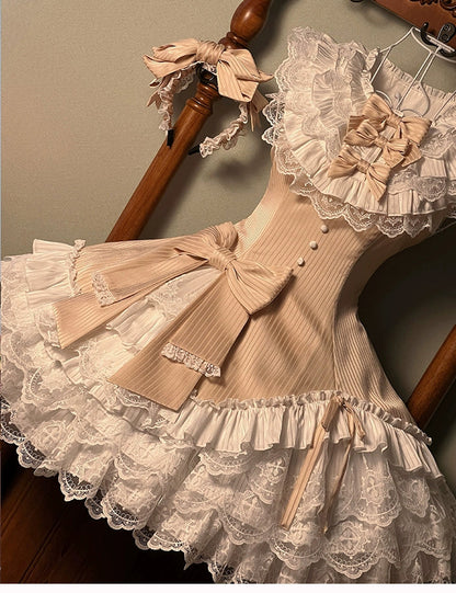 Alice Girl - Arrogant Miss - Sweet Lolita Jumper Dress with Tiered Lace Dress