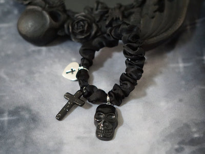 Strange Sugar - Gothic Lolita Black Hardware Skull Spider Hairband