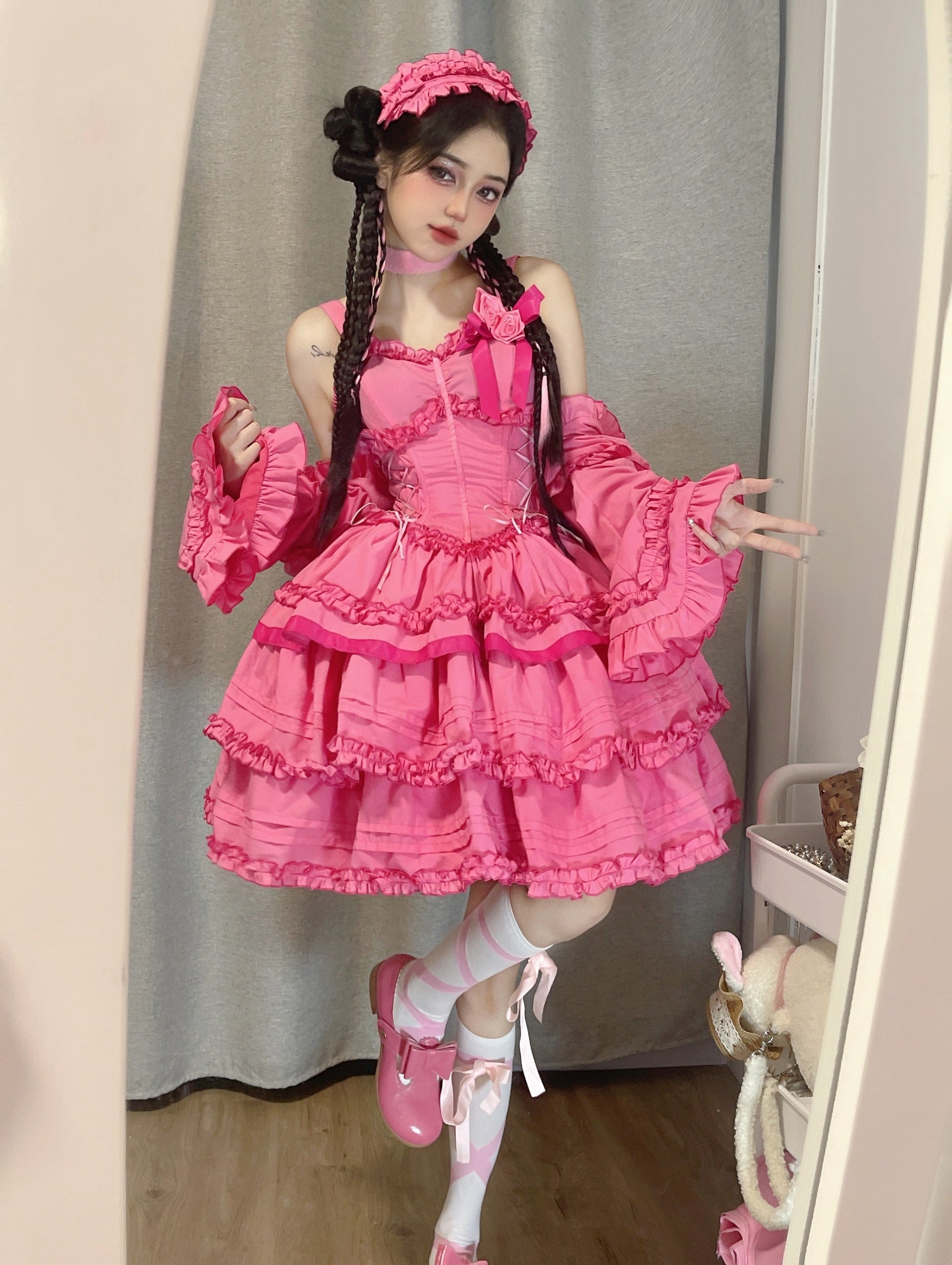 Mengfuzi - LiLith - Christmas Gothic Lolita JSK Dress, Short Sleeve Bolero