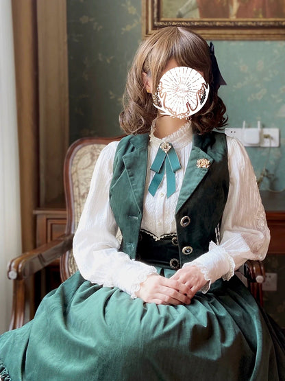 Miss Point - Rose Doll - Retro Lolita Vest Velvet Lolita Waistcoat