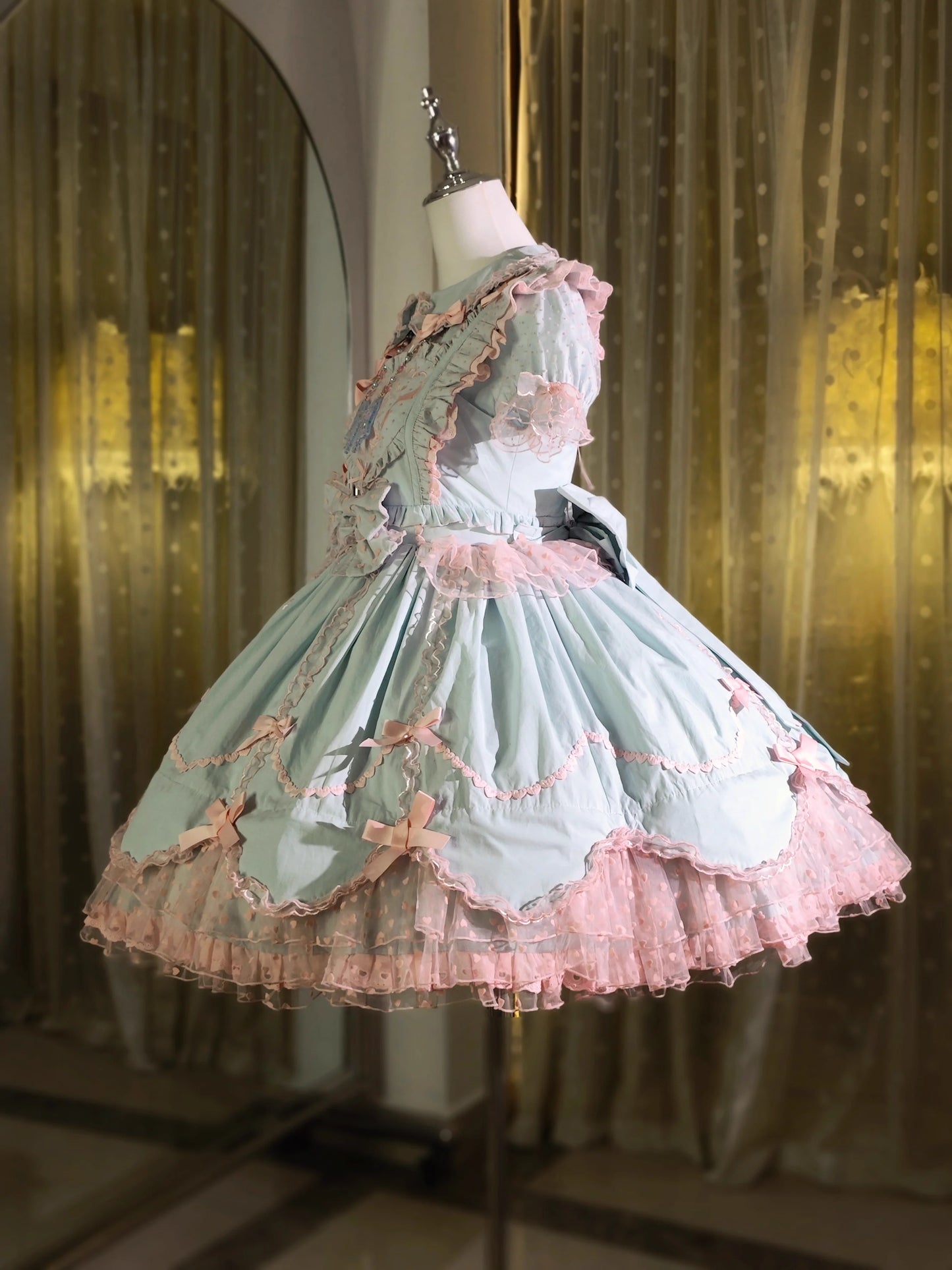 The Seventh Doll - Sweet Diary SP - Vintage Lolita Jumper Dress Petal-like Hem JSK Headdress Set