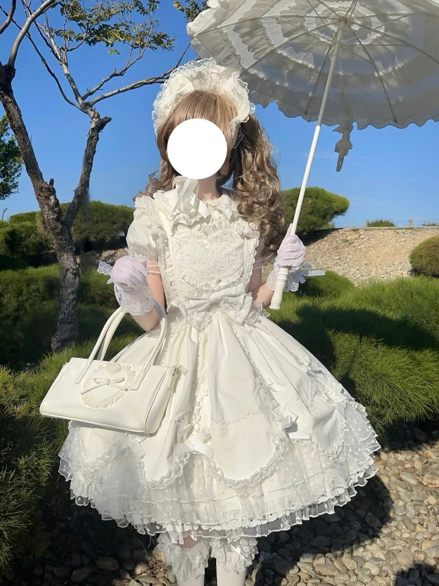 The Seventh Doll - Sweet Diary SP - Vintage Lolita Jumper Dress Petal-like Hem JSK Headdress Set