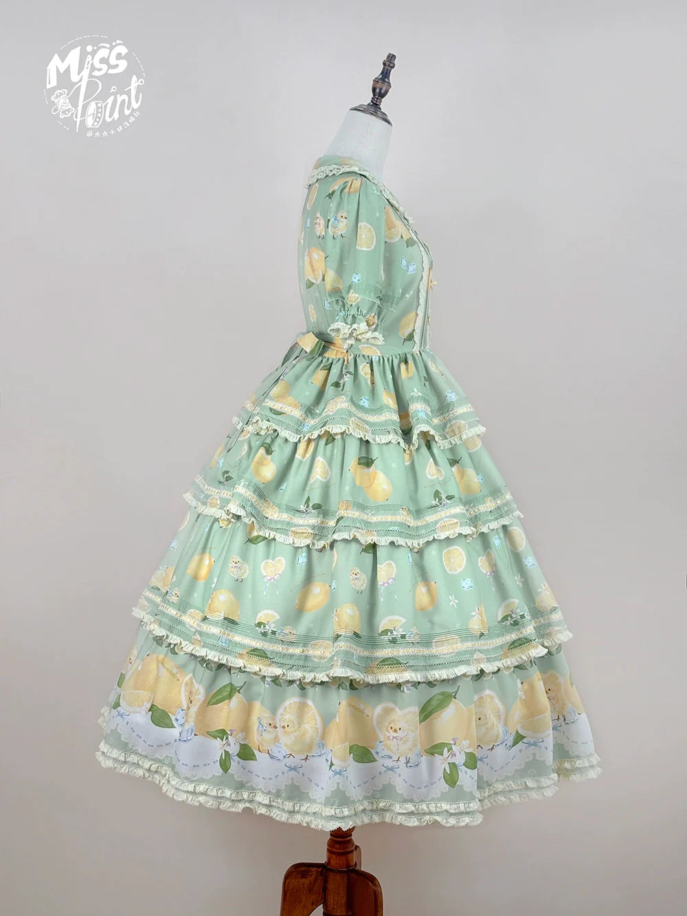 Miss Point - Lemon Chick - Country Lolita Printed OP With Button Front