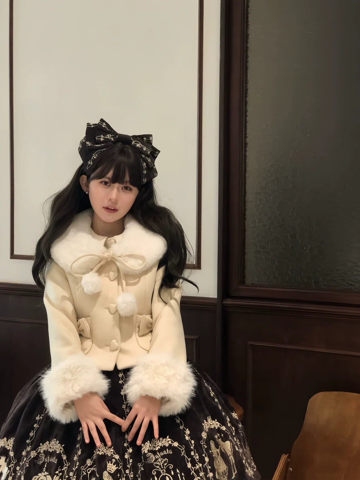 Sara Bell - Winter Story - Winter Kawaii Lolita Short Coat, Detachable Fur Collar