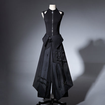 Your Princess - Nightblade - Black Ouji Lolita Apron Pants Suit