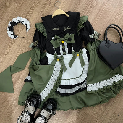 Hanguliang - Cute Maid Lolita Apron OP Dress