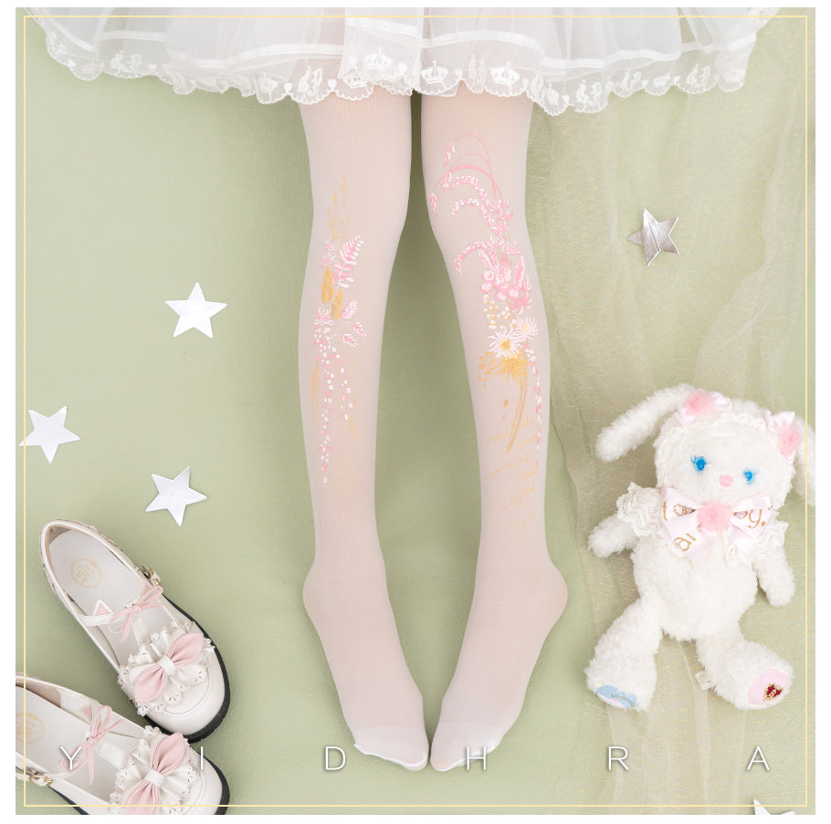 Yidhra - Vintage Flower Printed Panty-hose Spring Summer