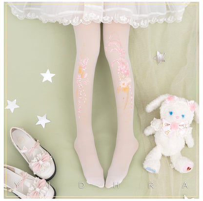 Yidhra - Vintage Flower Printed Panty-hose Spring Summer