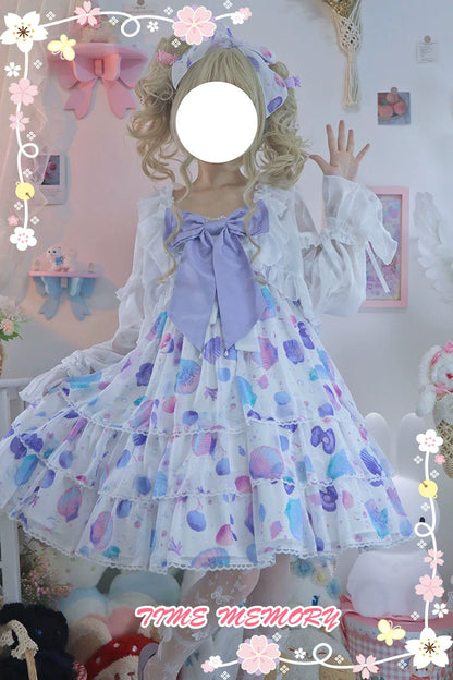 Time Memory - Xianbei - Sweet Lolita Chiffon Lantern Sleeve Cardigan with Bow