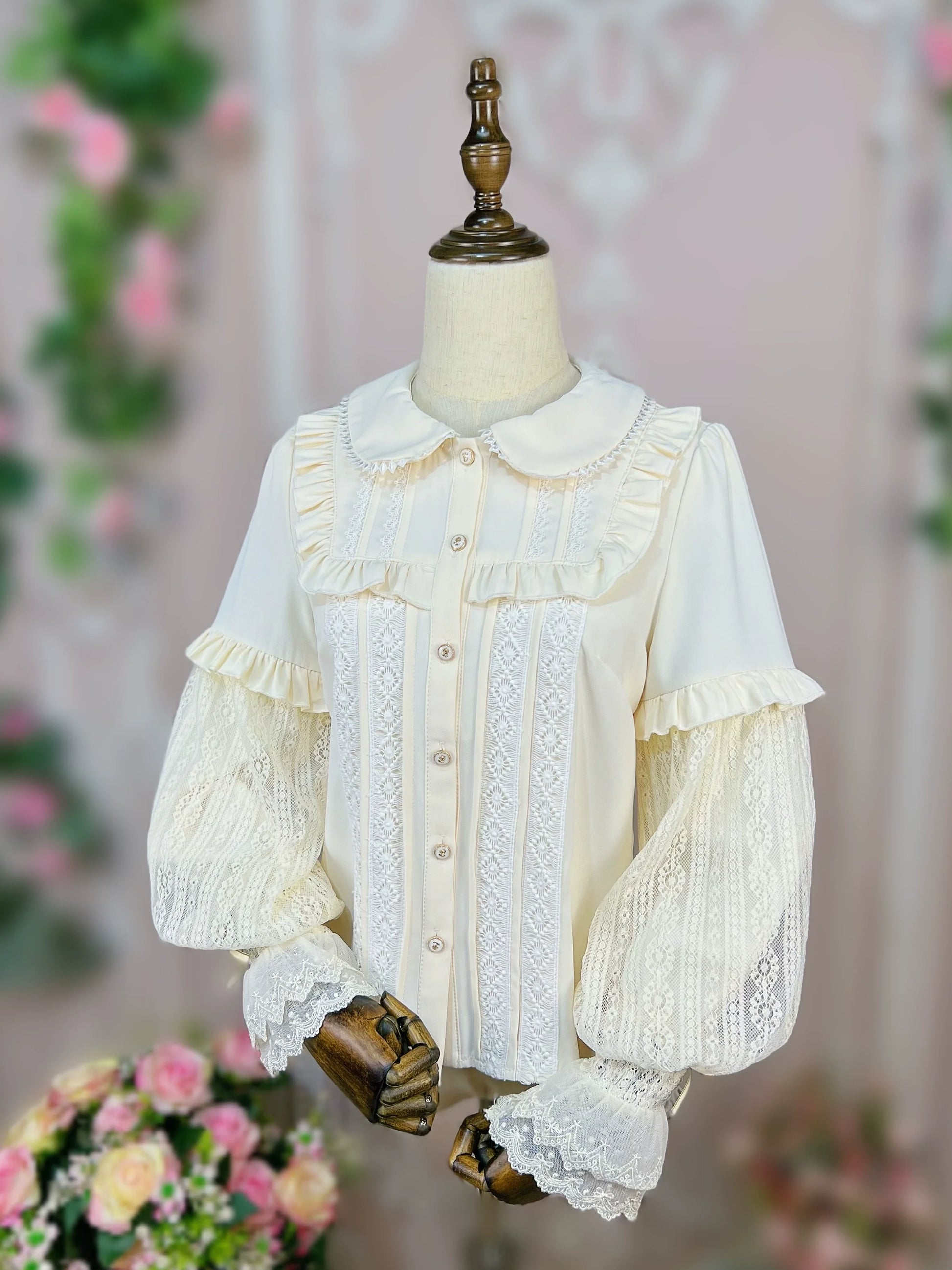 DMFS Lolita - Vintage Lolita Mutton Leg Sleeve Blouse Doll Collar Shirt