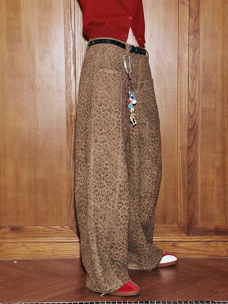 Leopard print straight wide leg pants【s0000009828】