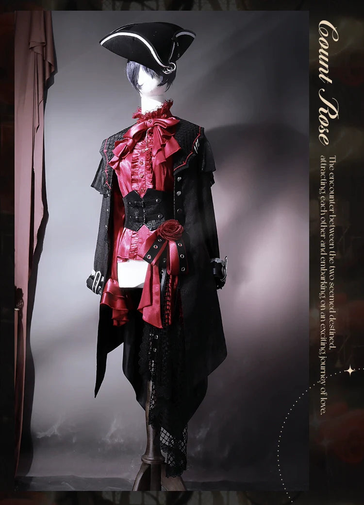 Forest Fluorescent Carps - Rose Countess - Ouji Lolita Pants Suit Prince Coat Elegant Shirt Trailing