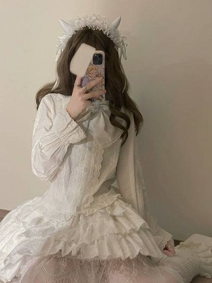 MIST - Lily - Kawaii Lolita Blouse Soft Girl Bubble Puff Sleeve