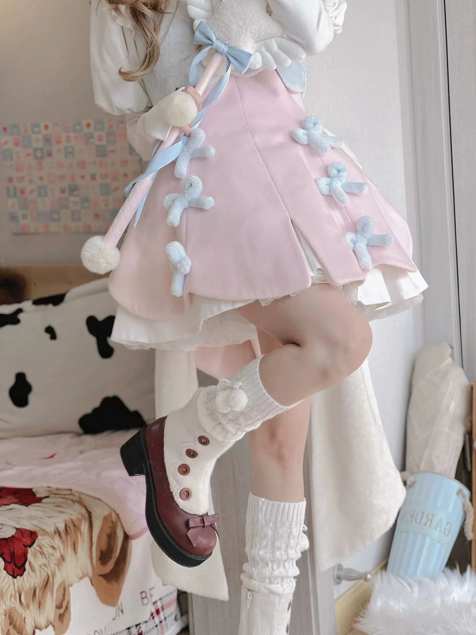 Dolly Doll - Winter Lolita Boots Fur Mary Jane Lolita Low Heel Shoes