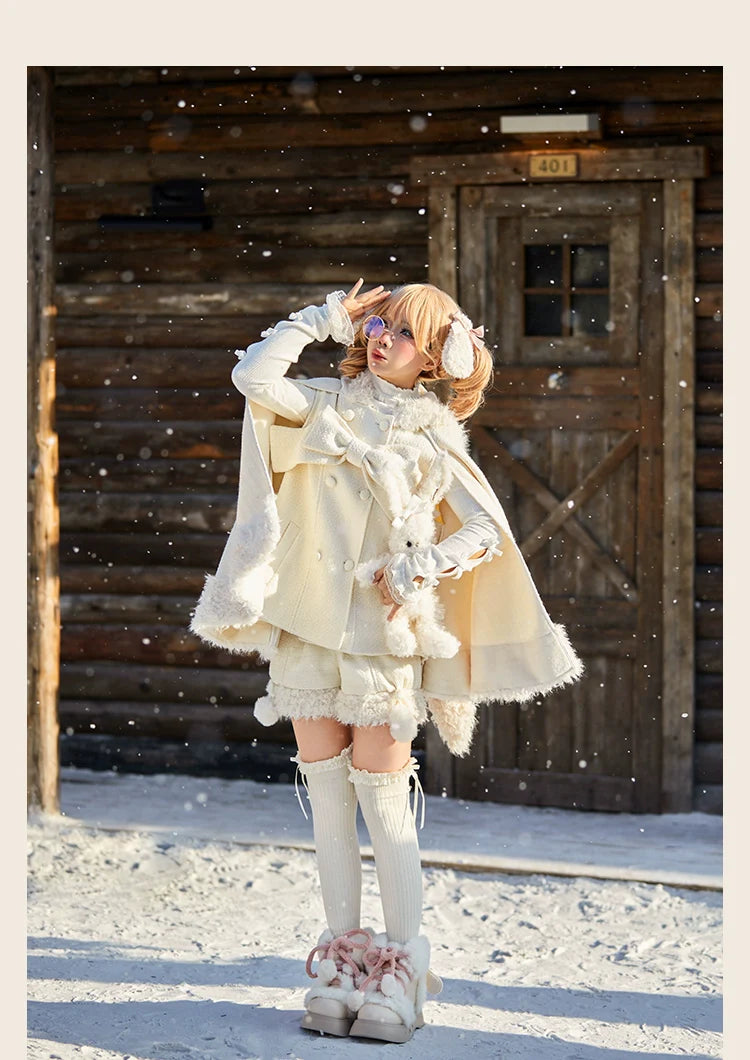 Tan Tuan - Rabbit & Bear - Winter Kawaii Lolita Cape and Shorts