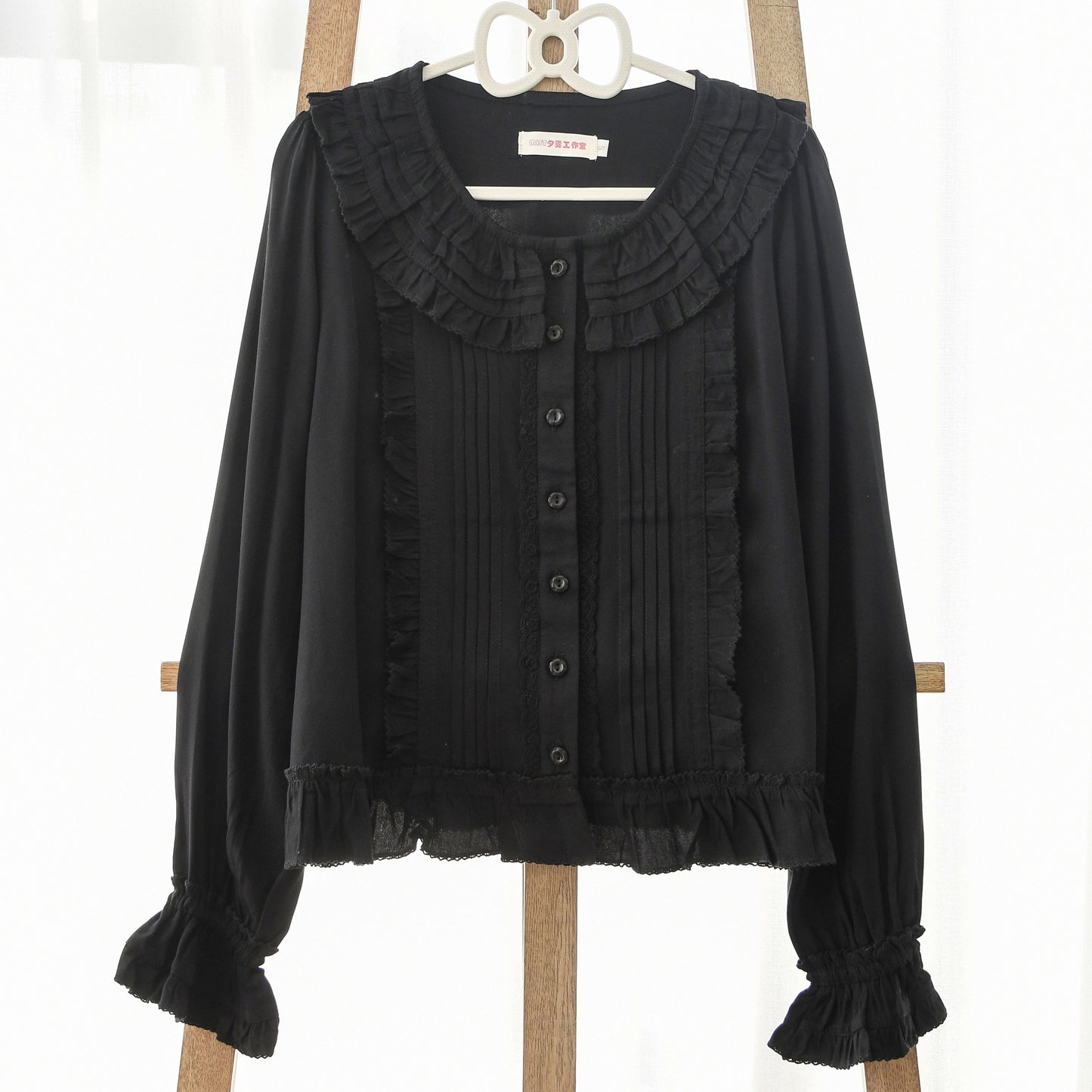 MIST - Wine Drunk Rose - Sweet Cotton Lolita Blouse with Ruffles and Pleats