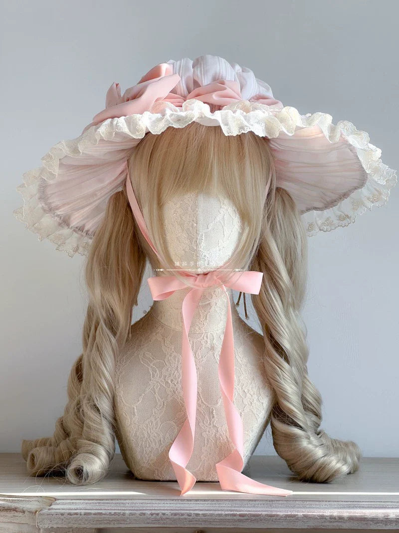 MAID - Vintage Lolita Hat Striped Lace Hat