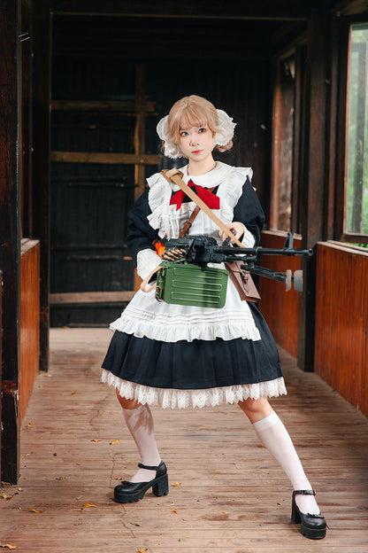 Infanta - Suliko - Maid Lolita OP Set with Soldier Style Waist Pack and Apron