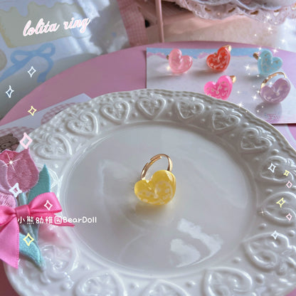 Bear Doll - Kawaii Lolita Ring Adjustable Shell Heart Shape Accessories