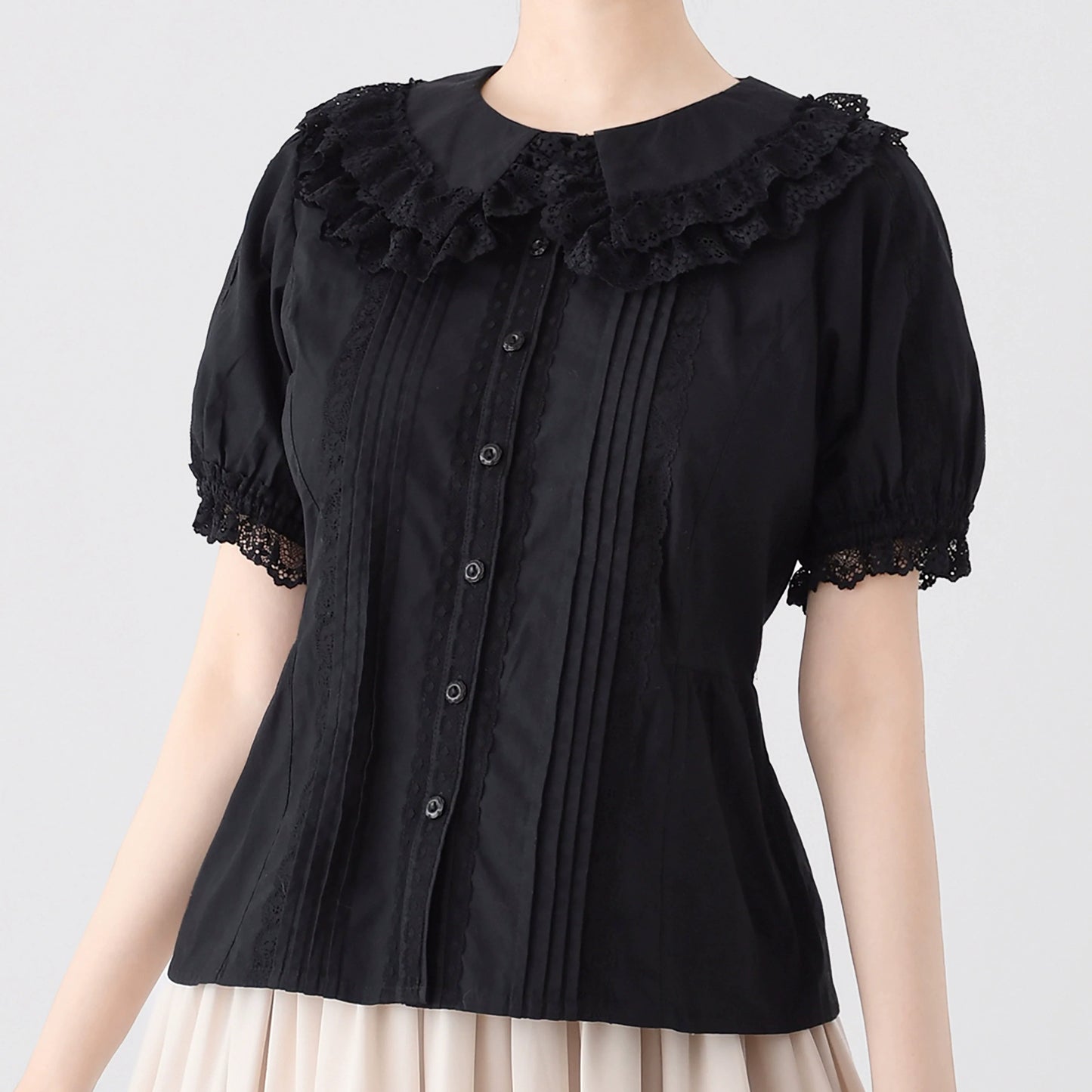 MIST - Hyde Garden - Cotton Lolita Blouse Puff Short Sleeve Shirt