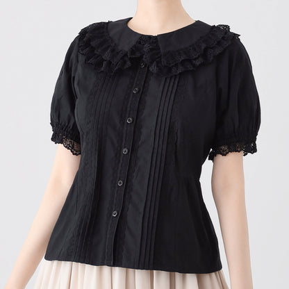 MIST - Hyde Garden - Cotton Lolita Blouse Puff Short Sleeve Shirt