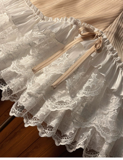 Alice Girl - Arrogant Miss - Sweet Lolita Jumper Dress with Tiered Lace Dress