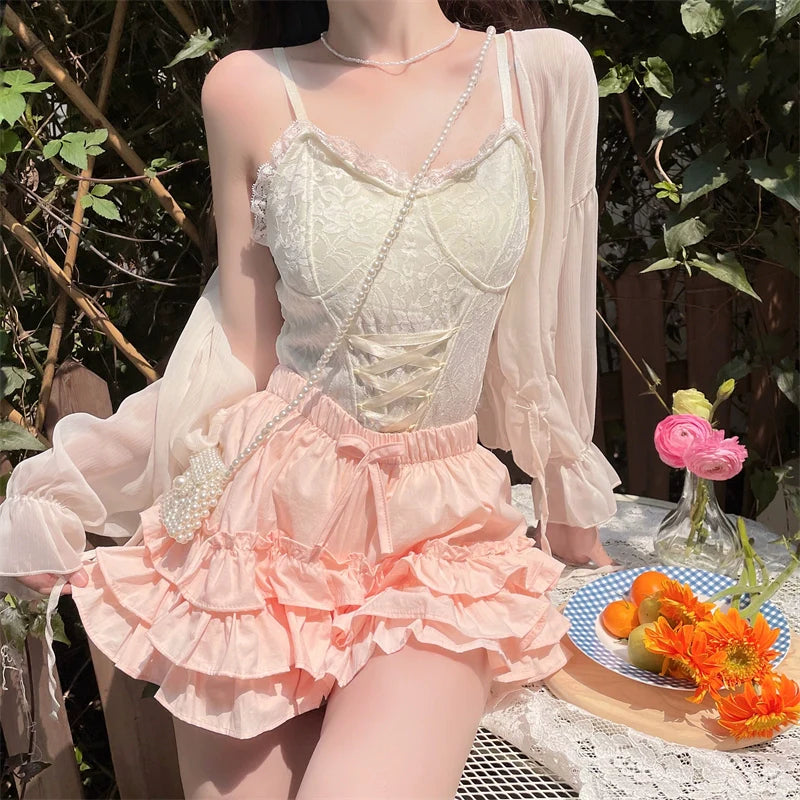 Sugar Girl - Daily Lolita Bloomers Anti-Exposure Pink Ruffle Safety Shorts