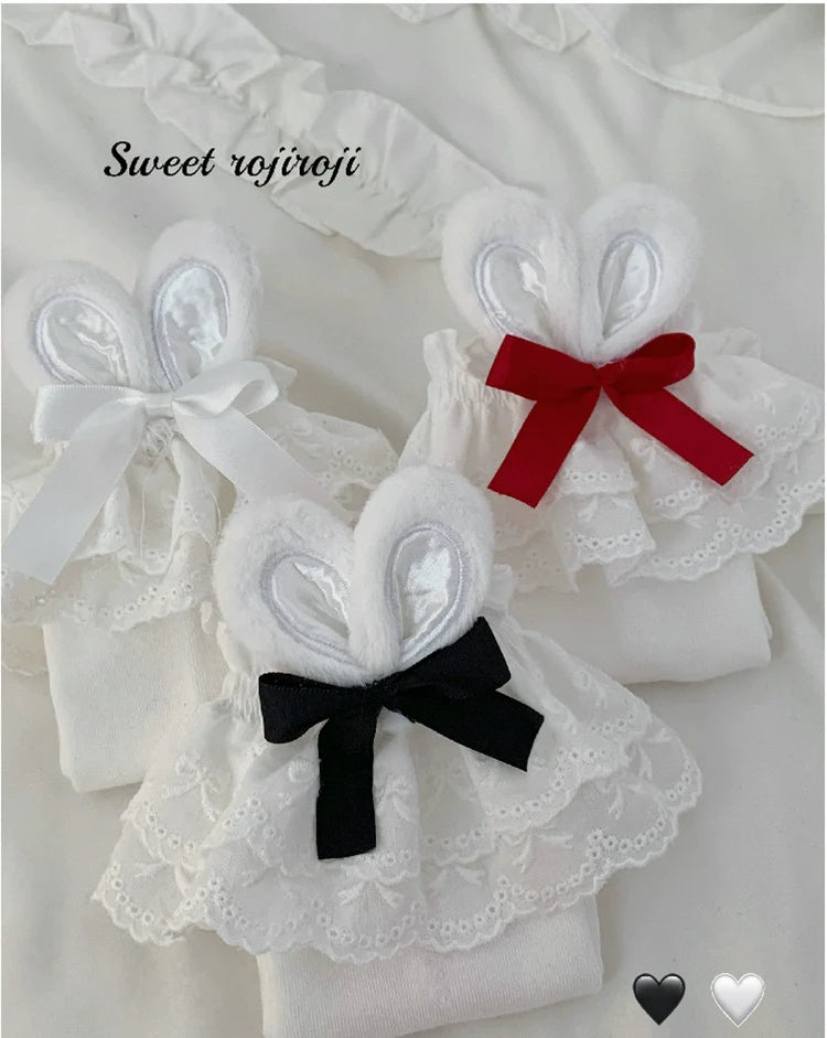 Roji roji - Cotton Lolita Bunny Ear Socks Summer Bow Short Socks