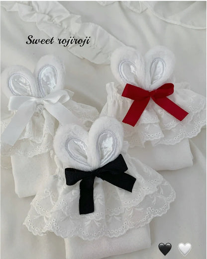 Roji roji - Cotton Lolita Bunny Ear Socks Summer Bow Short Socks
