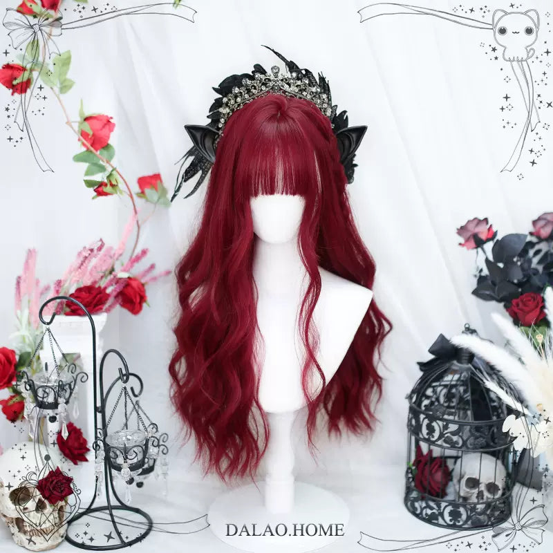 Dalao Home - Dragon Dream - Long Curly Wine Red Cool Wig