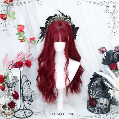 Dalao Home - Dragon Dream - Long Curly Wine Red Cool Wig