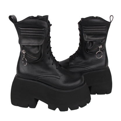 Angelic imprint - Gothic Lolita Black Leather Platform Shoes