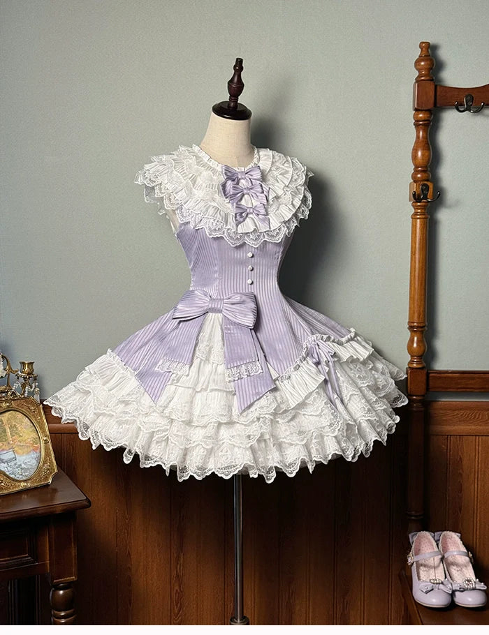 Alice Girl - Arrogant Miss - Sweet Lolita Jumper Dress with Tiered Lace Dress