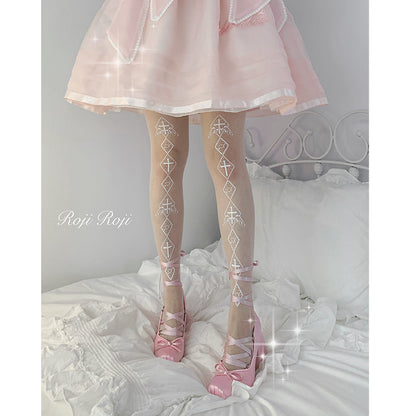 Roji Roji - Sweet Lolita White Print Tights