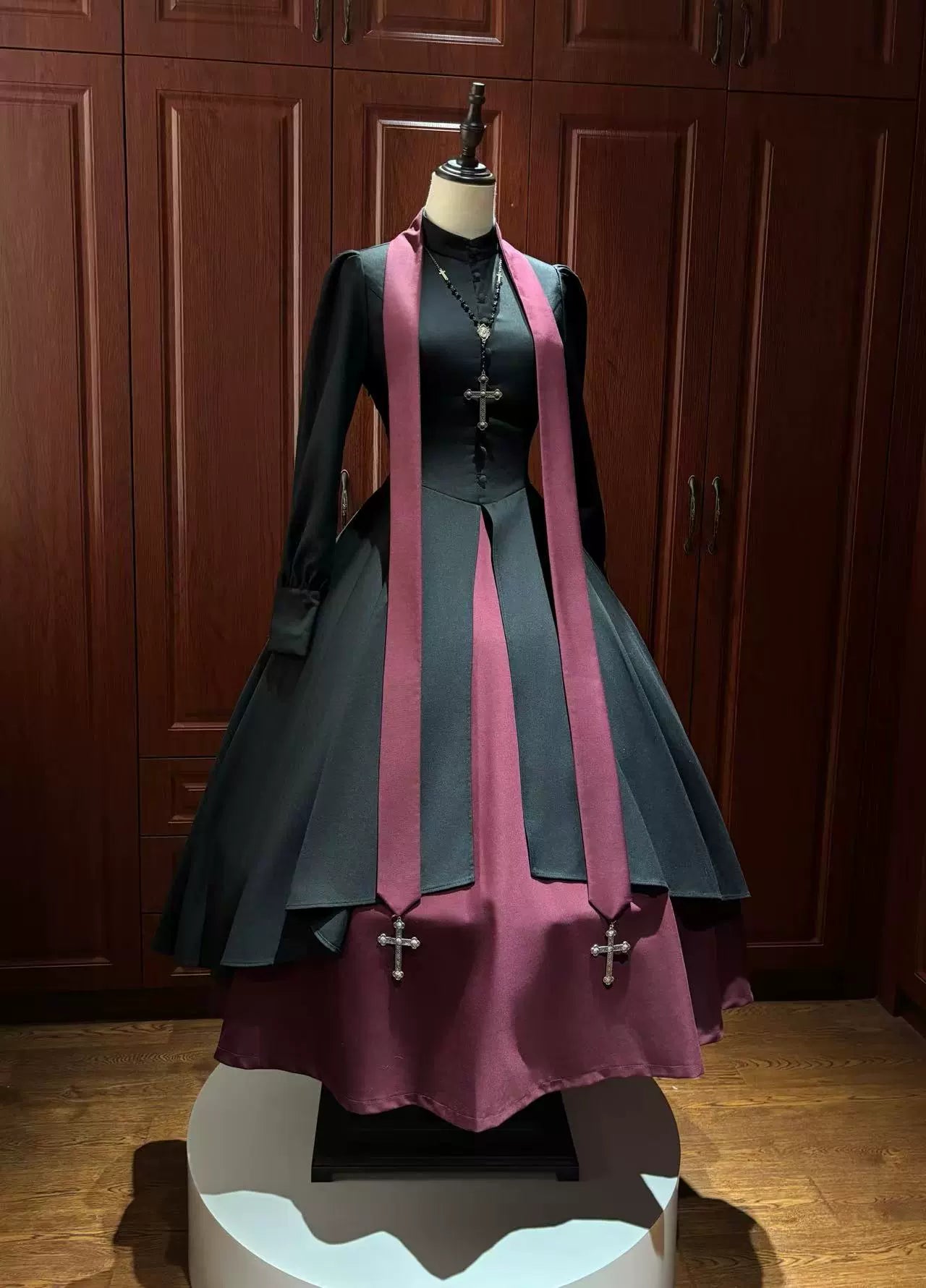 LetterfromGod - Night Watchman - Gothic Lolita OP Dress, Open-Front Hem