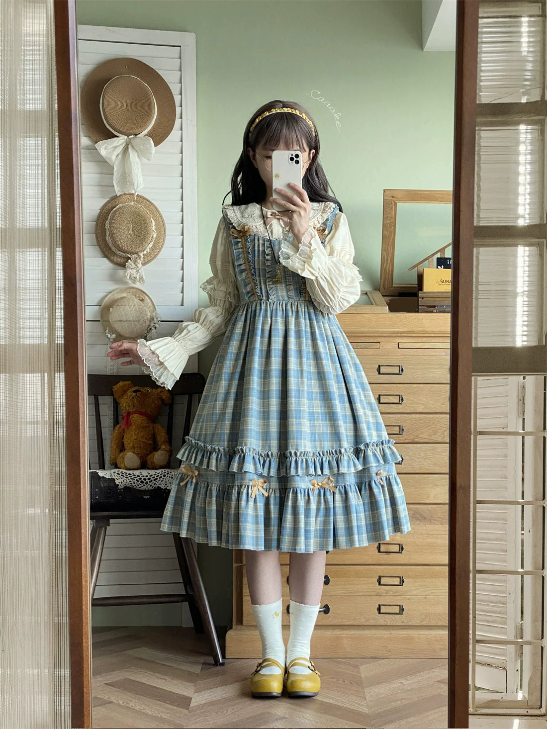 EESSILY - Green Fairy Tales - Classic Lolita Plaid JSK Plus Size Lolita Dress